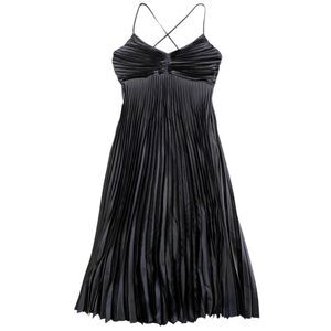 Banana Republic Factory Solaire Pleated Midi Dress Size 0 Black Accordian NWT